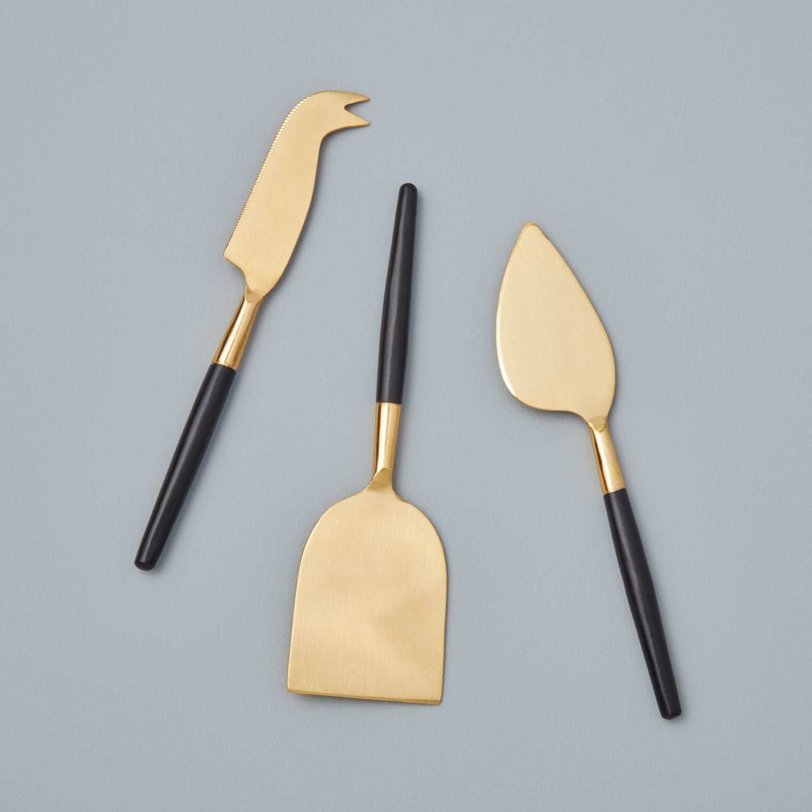 Black & Gold Cheese Knives (Set of 3)